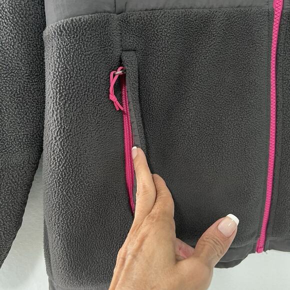 The North Face Denali Jacket Womens Large Gray Pink Full Zip Polartec Recycled - Picture 4 of 13